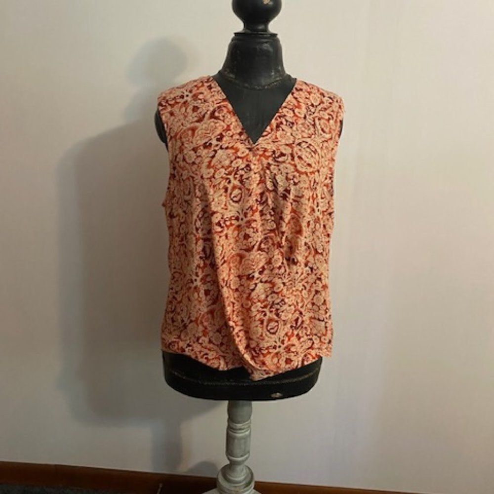 Carolina Belle Montreal Floral short sleeve wrap front top, size XL
